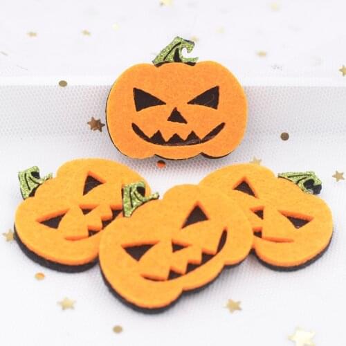 10Pcs Funny Hallowmas Pumpkin Appliques Nonwoven Fabric Padded Patches for DIY Halloween costumes Hats Ornament Accessories F79