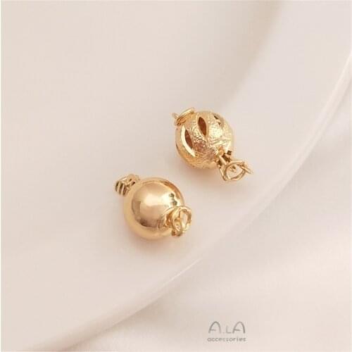 Pearl necklace insert button 14K Gold Filled spherical hollow lantern ball insert button DIY jewelry end button
