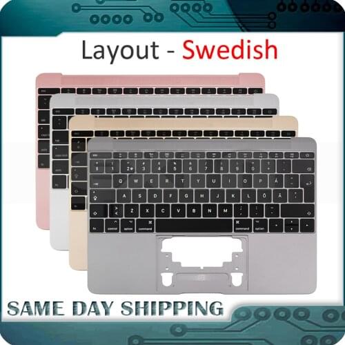 Gold/Gray Grey/Silver/Rose Gold Color for Macbook 12'' A1534 Swedish Sweden Keyboard w/ Topcase 2015 2016 2017 Years