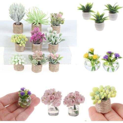 1:12 Dollhouse Miniature Green Plant In Pot Model Accessories Toys Environment Friendly Mini Flower Potted Doll Home Decor