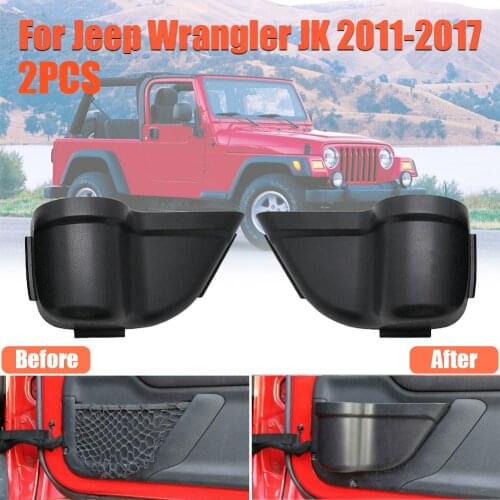 2PCS Car Front Door Storage Box Net Holder Door Pockets For Jeep Wrangler JK 2011-2017 Car Interior Accessories