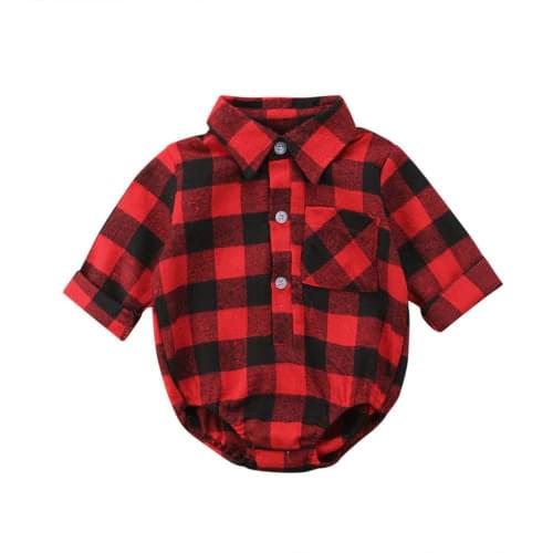 2018 Brand Xmas Infant Kids Baby Girl Boy Plaid Check T-shirt Elk Bodysuit Outfit Size 0-12M