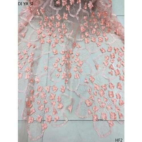 2018 Latest Style Design 3D Bead High Quality African Lace Fabrics For Wedding Dress Net Lace Fabric Handmade Beads 3D Lace GY12