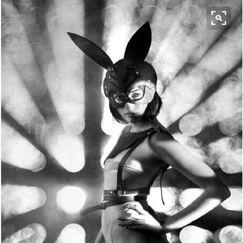 2021 Black Women Sexy Rabbit Ears Mask Cute Bunny Long Ears Bondage Mask Halloween Masquerade Party Cosplay Costume Prop