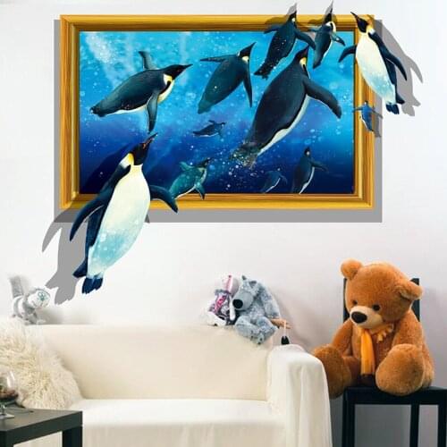 3d Wall Sticker Home Decor Cartoon Penguin Photo Frame Stickers For Kids Room Living Room Bedroom Nursery Decoration Mural Decal