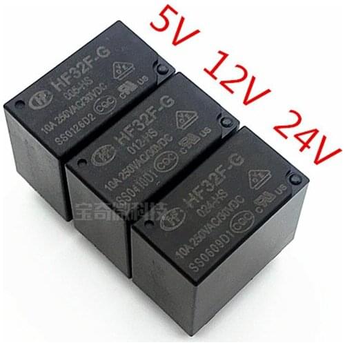 5PCS/Lot Relay JZC HF32F-G-005 012 -024-HS 10A 4PIN