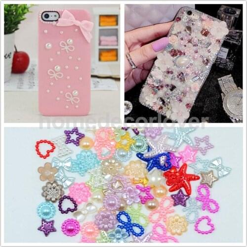 75pcs Assorted Flatback Pearl Scapbooking Embellishment for DIY Phone Case Hair Accessories