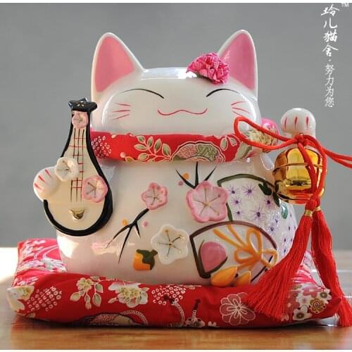 Golden Flower Pipa cat ornaments opening marriage gifts Home Furnishing large ceramic jar
