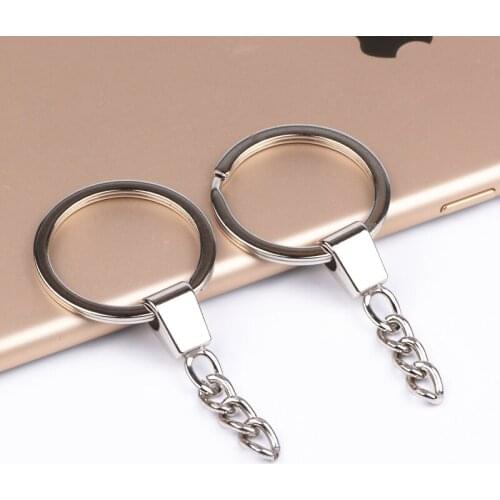 30pcs Key Ring Key Chain With Metal Link Chain Porte Clef Rhodium Plated Keyring Split Ring For Jewelry Material Findings