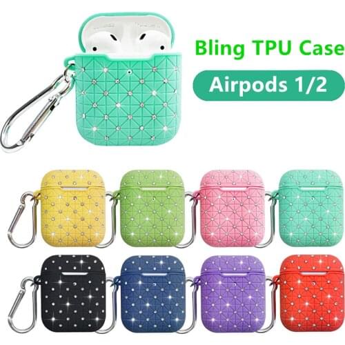 Bling Earphone Case for Airpods Protective Cover TPU Fashion Diamond Headphone Shell For airpods2 Shockproof Bag TWS i10 i12