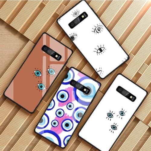 Evil Eyes Tempered Glass Phone Case For Samsung Galaxy S8 S9 S10 S20 PLUS J8 J6 J4 2018 NOTE 8 9 10 Cover Shell