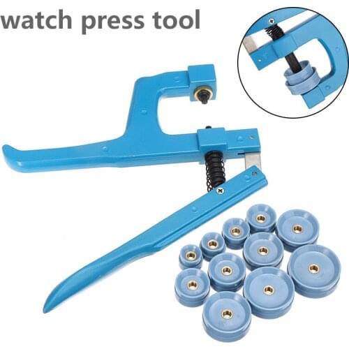 Watch Repair Watch Back Closer with 11 Dies Watch Tool Press Set Press for Watch Repair Watches Case Crystal Glass Watch Tools