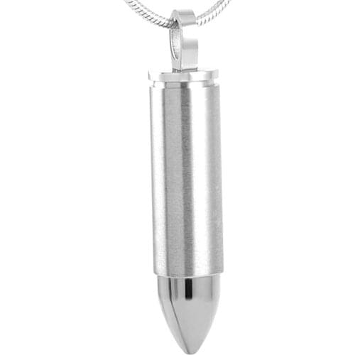 MJD2063 Black Mens Stainless Steel Bullet Cylinder Pendant Cable Necklace (sliver) Pendant Only