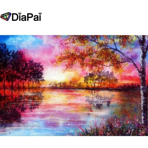 DIAPAI 5D Diy Diamond Painting Cross Stitch "Sunset scenery" Home Decor Full Rhinestones Inlay Diamond Embroidery A26893