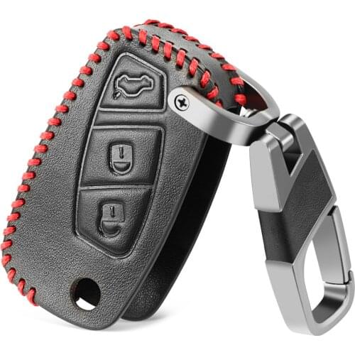 Remote Car Key Fob Genuine Leather Case Cover Protector For FIAT Bravo 500 Ducato Punto Panda Stilo Doblo Grande Minibus 3BTN