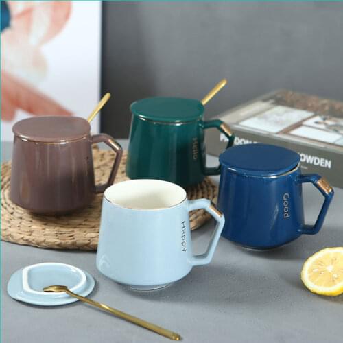 Hot Stamping Ceramics Coffee Cup Outline In Gold Cup Mouth Coffee Cup Gift Hand Painted Ceramics Coffee Mugs Wholesale