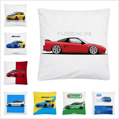Classic Car Models Cartoon Pattern Soft Short Plush Cushion Cover Pillow Case for Home Sofa Car Decor Pillowcase 45X45cm