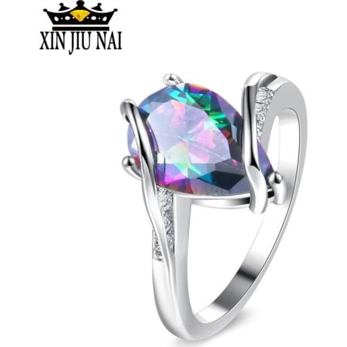 Water Drop Zircon Ring Around Trendy Party Rings For Women Colorful Water Droplets Ring Wholesale Lots Bulk Rings For Women