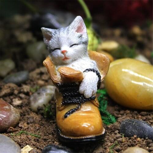 Creative sleeping Cat Kitten Miniature Pose Flowerpot Scene Small Animal Model Resin Home Decor Office Desk Decorative Craft
