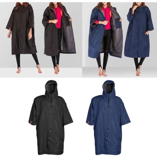 Changing Robe Jacket Hooded Anorak Windbreaker Coat Diving Poncho Hiking Camping Warm Zipper Cape Outwear Active Jacket
