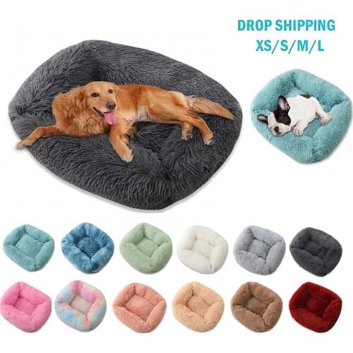 Square Plush Dog Cat Thickened Warm Soft Pet Tent Cave Nest Bed Mat Pad Kennel Durable Pet Bed Square Small Animal Sleeping Nest
