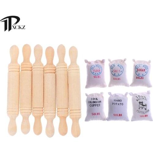 Dollhouse Miniature 1:12 Doll House DIY Hut Doll House Mini Food Accessories Model 6 Bags Flour For Kids Pretend Play Toys