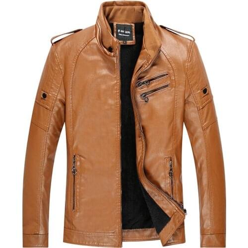 Vogue Mens Leather Jacket Winter Slim Fashion Mens Solid PU Jackets Brand Clothing Male Stand Motorcycle Jacket Fashion