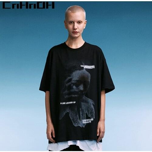 CnHnOH Men T-shirt Portrait Stamped funny T shirts Tops Fashion New Arrival Original Design Round Neck 9683