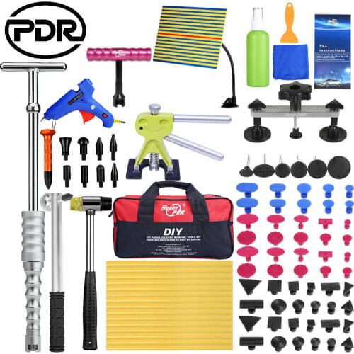 PDR Paintless Dent Repair Tools Kit Dent lifter Glue gun Dent Puller Glue Tabs Line Board Slide hammer Suction Cup with tool bag