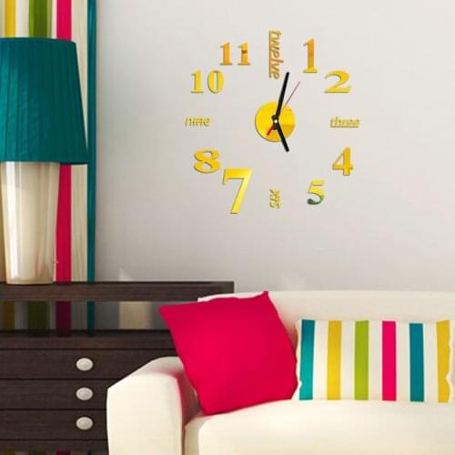 Wall Clock Mirror Wall Sticker Removable Self-Adhesive Art Decal Wall Clocks Home Decor Living Room Quartz Needle reloj de pared