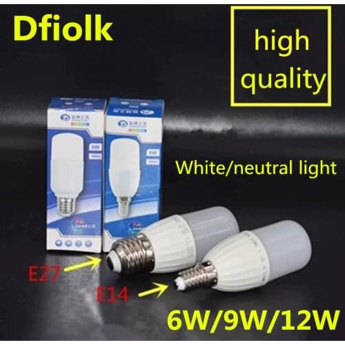 New LED cylindrical bulb 6w9w12W E27 large screw E14 small screw 110V 220V neutral light cold white LED super bright bulb