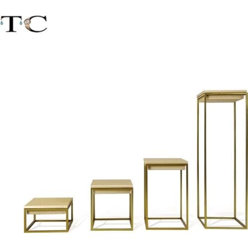 2019 Newest Gold PU Leather Stainless Steel Jewelry display showcase Jewellery Display Rack stand holder Window Showed Metal