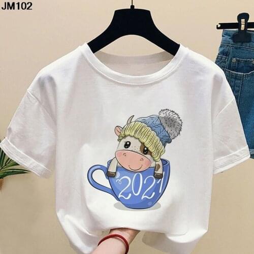 2021 New Women Cute Animal Print T-shirt Summer Fashion Street Wear Thin Ladies T shirt Harajuku Fashion White Top Female Tshirt