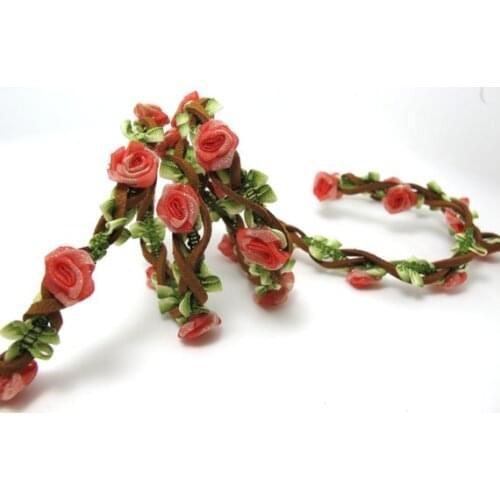 Braided Niva Rococo Trim with Faux Suede Leather|Braided Twine|Twisted Cord|Headband Trim|Vine Trim|Floral Decorative Ribbon