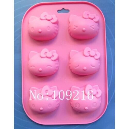 Wholsales!! Free shipping 1pcs 6-Style Expression Kitty Cat Green Good Quality 100% Food Grade Silicone Cake Bakeware DIY Mold