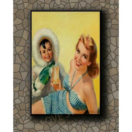 P100 Vintage Beautiful Pin-up Girl Classic Picture 22 Silk Fabric Poster Art Decor Indoor Painting Gift