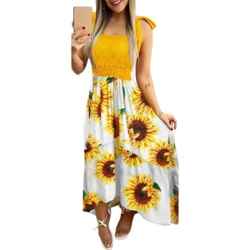 Summer Women V Neck Dress Self-tie Knot Front Floral Printed Sleeveless Sexy Ruffles Dresses A Line Casual Vestidos New Arrivals