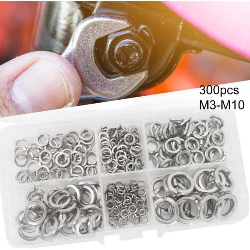 300Pcs M3-M10 Gaskets Complete Uniform Thickness Anti-rust Assorted Flat Elastic Washers for Construction Fasteners