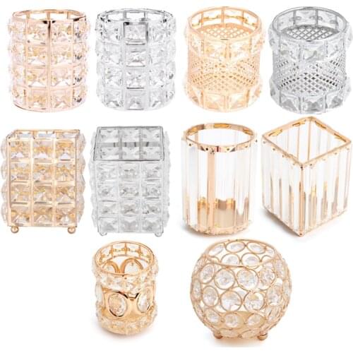Crystal Makeup Organizer Metal Storage Box European style Eyebrow Pencil Lipstick Holder Makeup Brush Holder Cosmetic Organizer