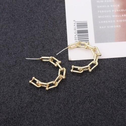 S925 Silver Pin 2021 Exaggerate C Gold Colors Stud Earrings Brincos Simple Party Round Loop Earings for Women Jewelry Wholesale