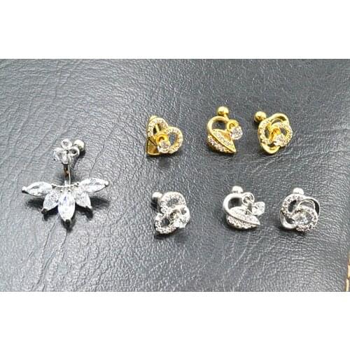 Lot 50pcs Body Jewelry- Shine CZ Ear Studs/Earring Stainless Steel Helix Bar Upper Earring Body Piercing Jewelry 20G