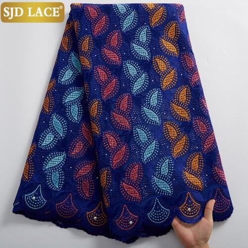SJD LACE Church Dress Sewing African Cotton Lace Fabric High Quality Swiss Voile Lace In Switzerland 5Yards Materials Cut A2404