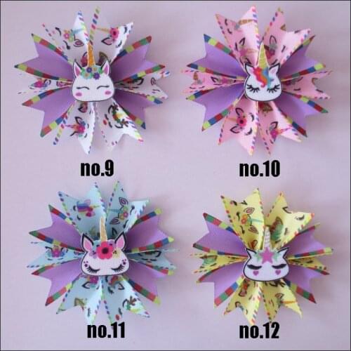 20 Girl 3.5" Fairy Hair Bow Clip A- Unicorn Rainbow lo Dol Sur Baby