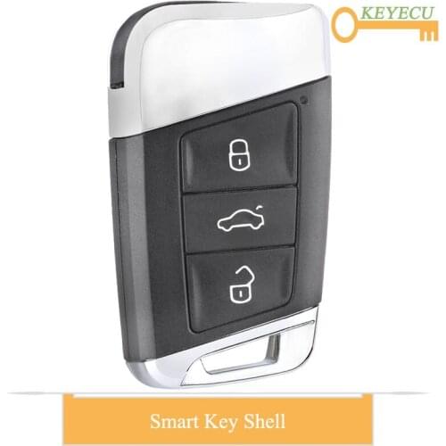 KEYECU Smart Remote Car Key Shell Case for Volkswagen Magotan Superb A7 Passat B8 2015 2016 2017 2018, Fob 3 Buttons With Blade