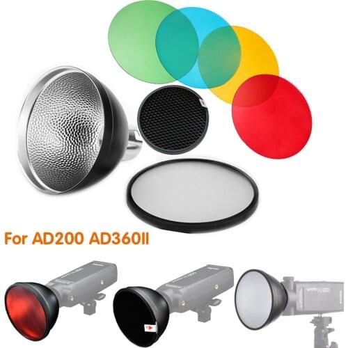Godox AD-S2 Standard Reflector Cover with Soft Diffuser+AD-S11 Color Filter For Godox AD200/AD180/AD360/AD360II
