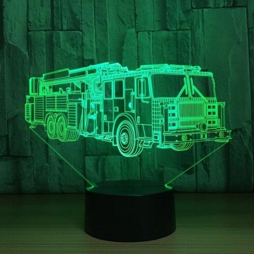 Fire Engine Lighting Fixture 3D LED RGB Night Light 7 Color Change Desk Light Action Figures 2217 Kids Home Christmas Toys