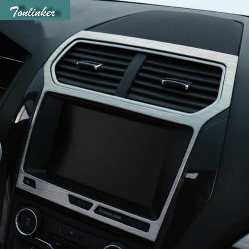 Tonlinker Cover Case Stickers for FORD Explorer 2016-17 Car Styling 1 PCS Stainless steel interior Navigation position sticker