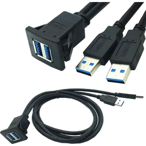 USB 2.0/3.0 High Speed Flush Mount Extension Cable with Buckle for Car Truck Boat Motorcycle Panel Dashboard Interface