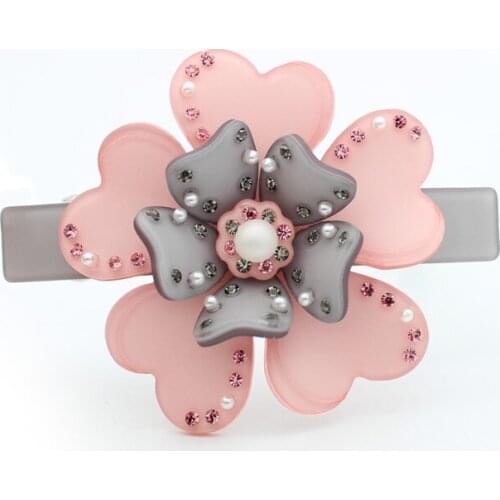 Beauty Flower Hair Clip Barrette - Rhinestones Hair Accessory for Women Lady Hair Jewelry Ornament for Tiara Braids Wear Daily