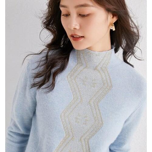 Women Pullovers 100% Cashmere and Wool Knitting Sweaters 2020 New Fashion Winter Woolen Knitwear O-neck Long sleeve Woman cloth